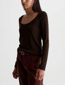 Giah Long Sleeve Burnt Umber Essential Scoop Neck WOMENS TOPS Photo 7