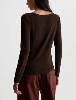 Giah Long Sleeve Burnt Umber Essential Scoop Neck WOMENS TOPS Photo 8