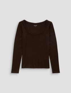 Giah Long Sleeve Burnt Umber Essential Scoop Neck WOMENS TOPS Photo 1