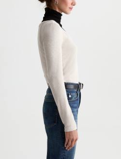 Giah Long Sleeve Heather Oatmilk Essential Scoop Neck WOMENS TOPS Photo 4