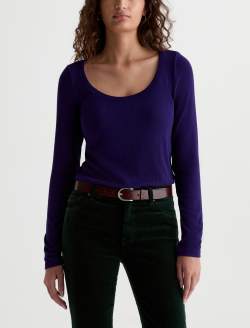Giah Long Sleeve Violet Vibe Essential Scoop Neck WOMENS TOPS Photo 2