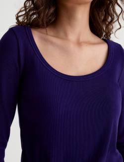 Giah Long Sleeve Violet Vibe Essential Scoop Neck WOMENS TOPS Photo 3