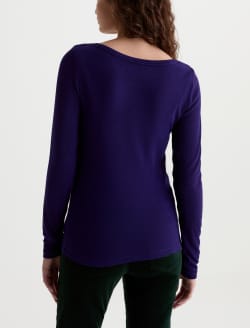 Giah Long Sleeve Violet Vibe Essential Scoop Neck WOMENS TOPS Photo 8