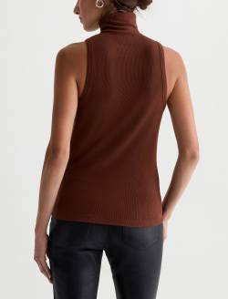 Faey Sleeveless Turtleneck Chestnut Essentials Rib Knit WOMENS TOPS Photo 8