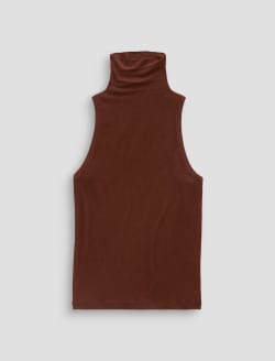 Faey Sleeveless Turtleneck Chestnut Essentials Rib Knit WOMENS TOPS Photo 1