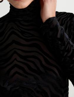 Chels Velvet Turtleneck Wild Lines Slim Rib Knit WOMENS TOPS Photo 3