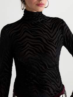Chels Velvet Turtleneck Wild Lines Slim Rib Knit WOMENS TOPS Photo 6