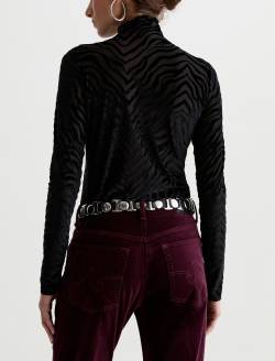 Chels Velvet Turtleneck Wild Lines Slim Rib Knit WOMENS TOPS Photo 8