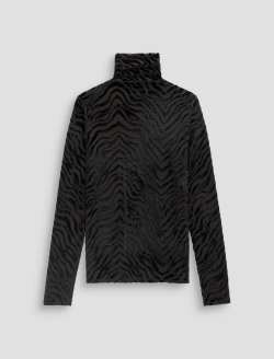 Chels Velvet Turtleneck Wild Lines Slim Rib Knit WOMENS TOPS Photo 1