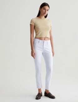 Farrah Skinny Ankle White Mid-Rise Skinny Ankle AG Cloud Soft Denim™ WOMENS BOTTOMS Photo 1