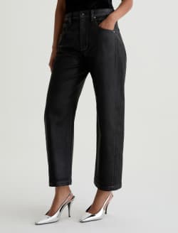 Hattie Crop Leatherette Super Black High-Rise Barrel WOMENS BOTTOMS Photo 6
