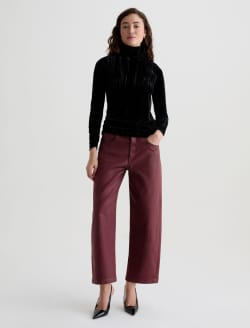 Hattie Crop Leatherette Winery High-Rise Barrel WOMENS BOTTOMS Photo 2
