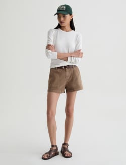 Analeigh Short Sulfur Light Taupe Mid-Rise Utility Short WOMENS BOTTOMS Photo 2