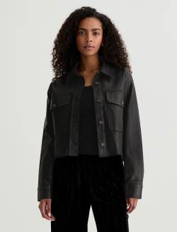 Fala Jacket Leatherette Super Black Relaxed Shirt Jacket WOMENS TOPS Photo 2