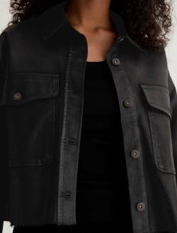 Fala Jacket Leatherette Super Black Relaxed Shirt Jacket WOMENS TOPS Photo 3