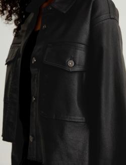 Fala Jacket Leatherette Super Black Relaxed Shirt Jacket WOMENS TOPS Photo 6