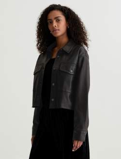 Fala Jacket Leatherette Super Black Relaxed Shirt Jacket WOMENS TOPS Photo 7