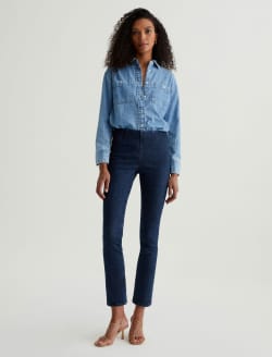 Mari Crop 360° Hyacinth Pull On Mid-Rise Slim Straight WOMENS BOTTOMS Photo 2