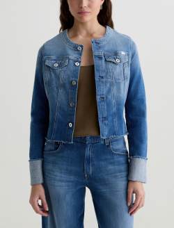 Robyn Jacket Runway Collarless Slim Trucker WOMENS TOPS Photo 2