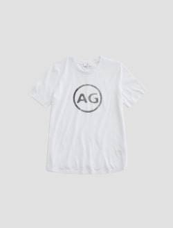 Gray Boy Tee AG Distressed Logo Slim Graphic Crew Neck WOMENS TOPS Photo 1