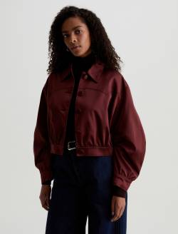 Tana Bomber Jacket Cranberry Western Yoke Bomber Jacket WOMENS TOPS Photo 7