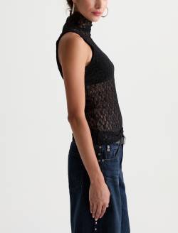 Faey Sleeveless Turtleneck Super Black Essentials Lace Top WOMENS TOPS Photo 4