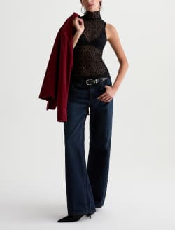 Faey Sleeveless Turtleneck Super Black Essentials Lace Top WOMENS TOPS Photo 5