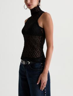 Faey Sleeveless Turtleneck Super Black Essentials Lace Top WOMENS TOPS Photo 7