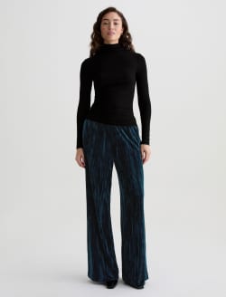 Careen Pull-On Pant Deep Lagoon Wide Leg Crushed Velvet WOMENS BOTTOMS Photo 2