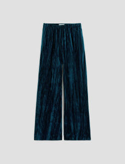 Careen Pull-On Pant Deep Lagoon Wide Leg Crushed Velvet WOMENS BOTTOMS Photo 1