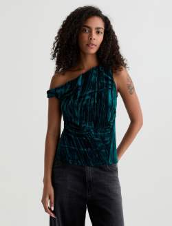 Rachel Velvet Deep Lagoon Cold Shoulder Top WOMENS TOPS Photo 2
