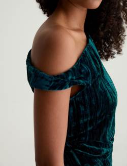 Rachel Velvet Deep Lagoon Cold Shoulder Top WOMENS TOPS Photo 3