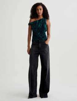 Rachel Velvet Deep Lagoon Cold Shoulder Top WOMENS TOPS Photo 5