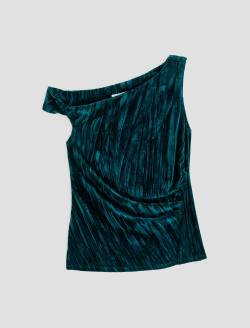 Rachel Velvet Deep Lagoon Cold Shoulder Top WOMENS TOPS Photo 1