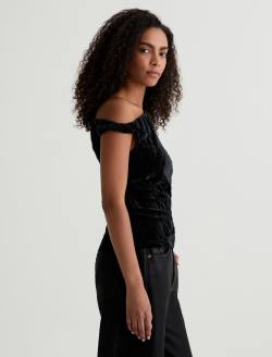 Rachel Velvet Super Black Cold Shoulder Top WOMENS TOPS Photo 4