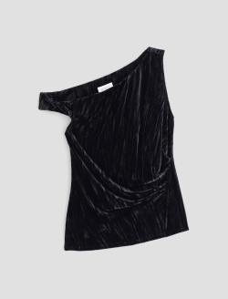 Rachel Velvet Super Black Cold Shoulder Top WOMENS TOPS Photo 1