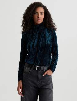 Candice Velvet Deep Lagoon Open Back Turtleneck WOMENS TOPS Photo 8