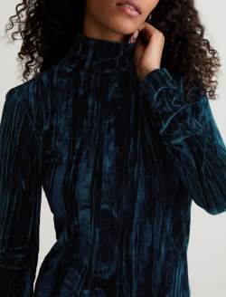 Candice Velvet Deep Lagoon Open Back Turtleneck WOMENS TOPS Photo 3