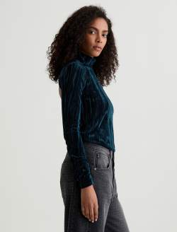 Candice Velvet Deep Lagoon Open Back Turtleneck WOMENS TOPS Photo 4