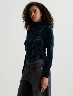 Candice Velvet Deep Lagoon Open Back Turtleneck WOMENS TOPS Photo 6