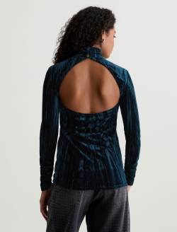 Candice Velvet Deep Lagoon Open Back Turtleneck WOMENS TOPS Photo 8