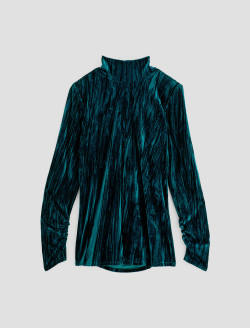 Candice Velvet Deep Lagoon Open Back Turtleneck WOMENS TOPS Photo 1