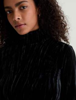 Candice Velvet Super Black Open Back Turtleneck WOMENS TOPS Photo 3