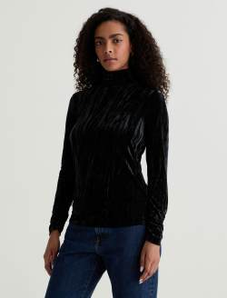 Candice Velvet Super Black Open Back Turtleneck WOMENS TOPS Photo 6