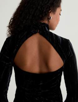 Candice Velvet Super Black Open Back Turtleneck WOMENS TOPS Photo 7