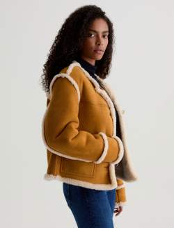 Marlo Shearling Jacket Cinnamon/Powder Shearling Jacket WOMENS TOPS Photo 4
