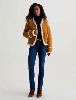 Marlo Shearling Jacket Cinnamon/Powder Shearling Jacket WOMENS TOPS Photo 5