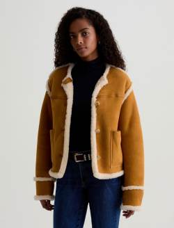 Marlo Shearling Jacket Cinnamon/Powder Shearling Jacket WOMENS TOPS Photo 7