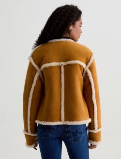 Marlo Shearling Jacket Cinnamon/Powder Shearling Jacket WOMENS TOPS Photo 8