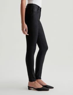Womens Farrah Skinny Ankle Leatherette Super Black at AG